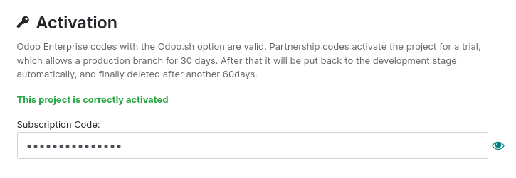 Captura de pantalla de los ajustes de las ramas de prueba