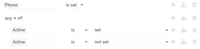 Usar Activo para incluir el estado activo en el reporte.