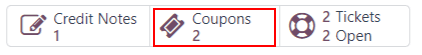 Imagen de los botones inteligentes de un ticket, con énfasis en el botón del cupón.