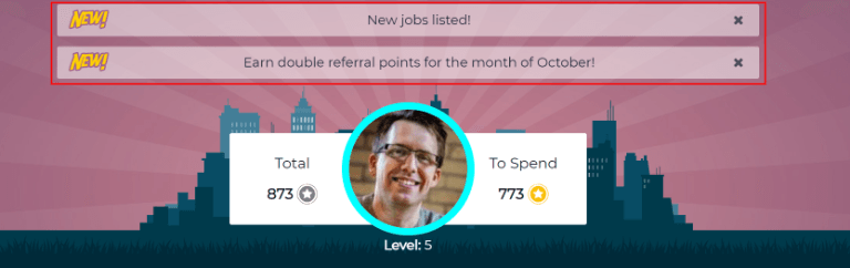 Dos alertas aparecen arriba de la foto del usuario.