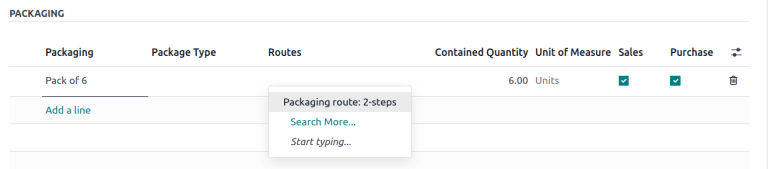 Establecer una ruta para embalajes. 