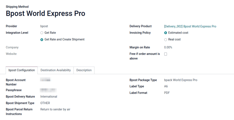 Mostrar el método de envío Bpost.