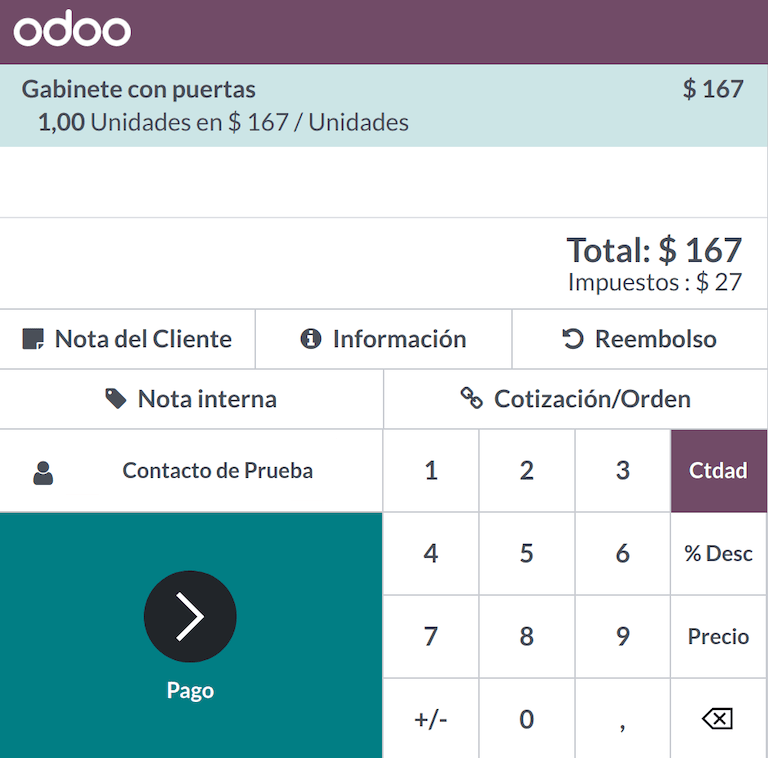 Selección de un contacto para el recibo.