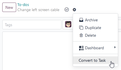 Convertir las actividades pendientes en tareas