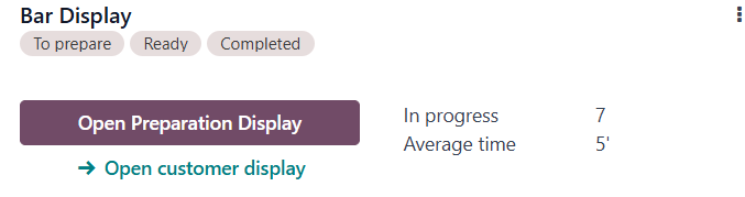 Vista de kanban de la pantalla de preparación.
