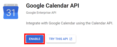 Habilita la API del calendario de Google.