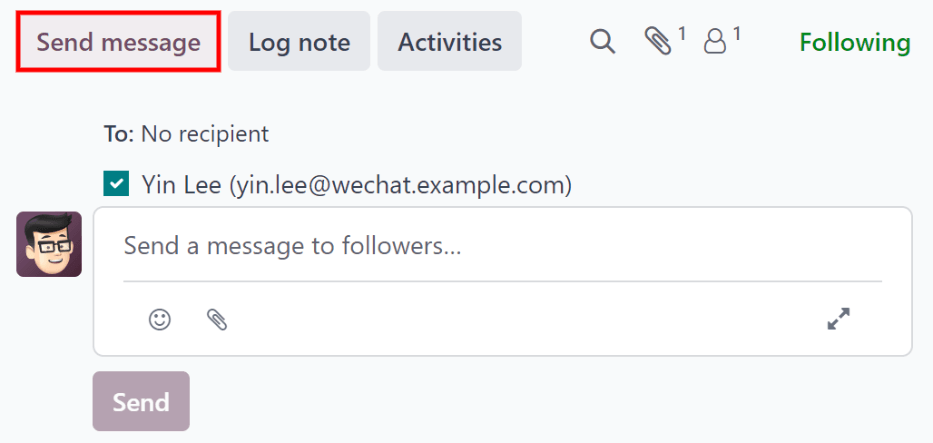 Enviar un correo electrónico desde el chatter.