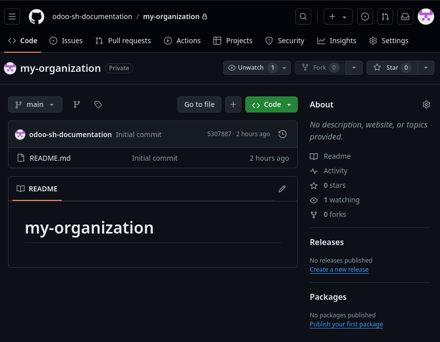 Captura de pantalla de un ejemplo de un repositorio de GitHub.