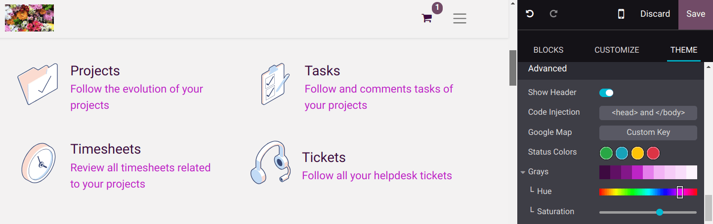 Personalizar los elementos grises de su sitio web.