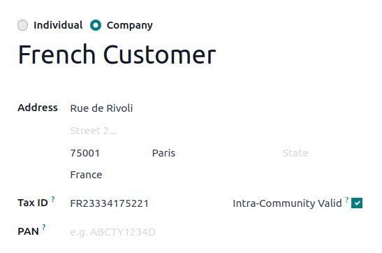 Casilla de Válido dentro de la Comunidad Europea en el registro del contacto 