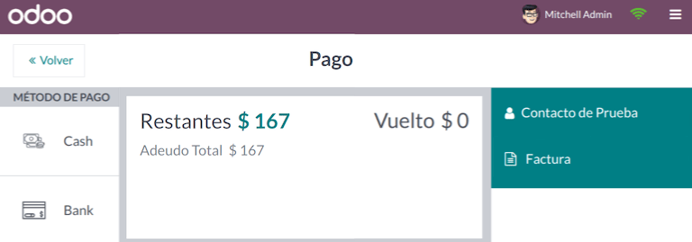 Selección de una opción de factura en el pago.