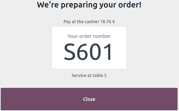 Captura de pantalla de la pantalla de despedida del quiosco para los usuarios.