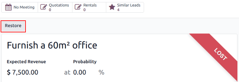 Una oportunidad perdida con el botón Restaurar señalado.