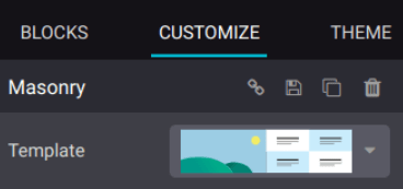 Seleccione una plantilla para el bloque de creación masonry