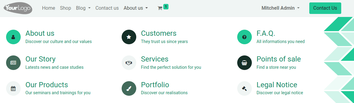 Mega menú en la barra de navegación