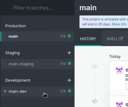 Ejemplo de fusión de ramas.