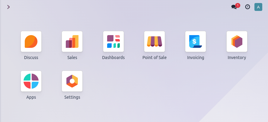Captura de pantalla de ejemplo de una base de datos de Odoo.