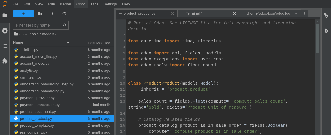 La pestaña de editor de las ramas.