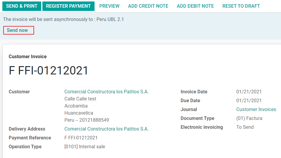 Envío manual del EDI.