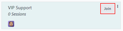 Vista de kanban de un canal de chat en vivo con el botón "Unirse al canal" en color gris.