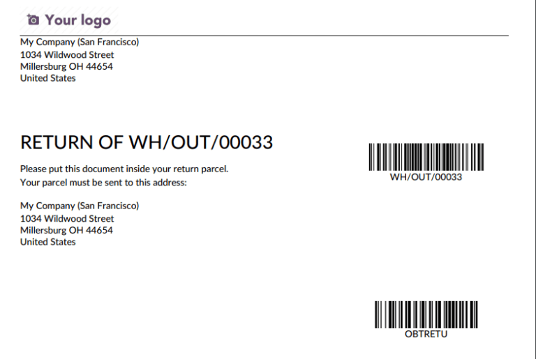 Recibo de devolución de ejemplo.