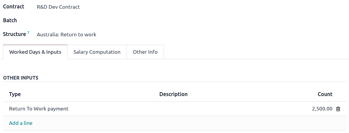 Pago por reincorporación al trabajo