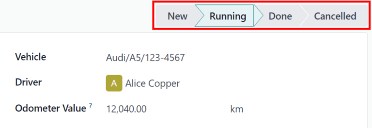 Visualización de las etapas en el formulario de servicio.