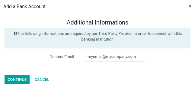 Captura de pantalla de la ventana para proporcionar una dirección de correo electrónico a Salt Edge para crear su cuenta.