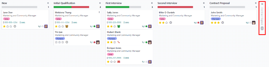 Abrir una columna plegada al hacer clic en ella en la vista de kanban.