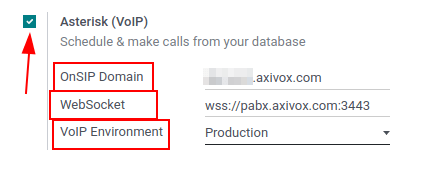 Integración de Axivox como un proveedor de VoIP en la base de datos de Odoo.