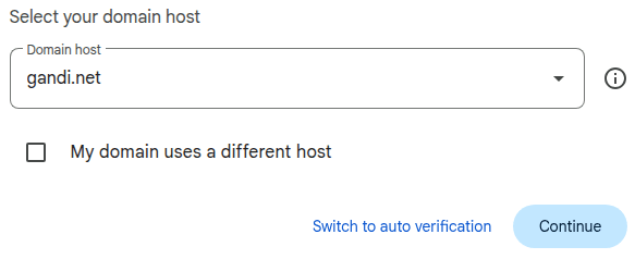 Seleccionar el host de dominio en Google Workspace